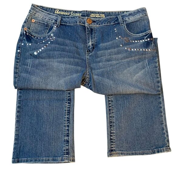 Avenue Jeans Women Size 16 Bedazzled Denim Studded Crystal Bootcut Y2K Rock Star - Picture 1 of 16